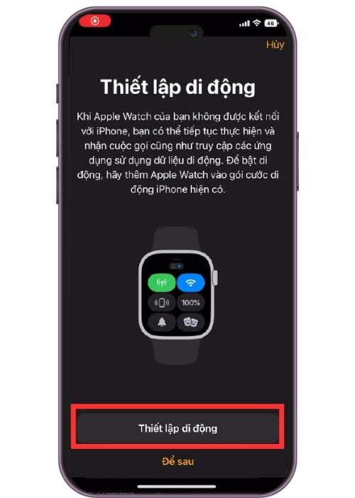 Chọn thiết lập di động