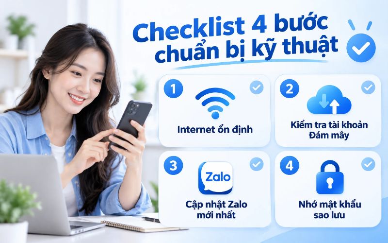 Người dùng cần hoàn thiện checklist 4 bước chuẩn bị kỹ thuật