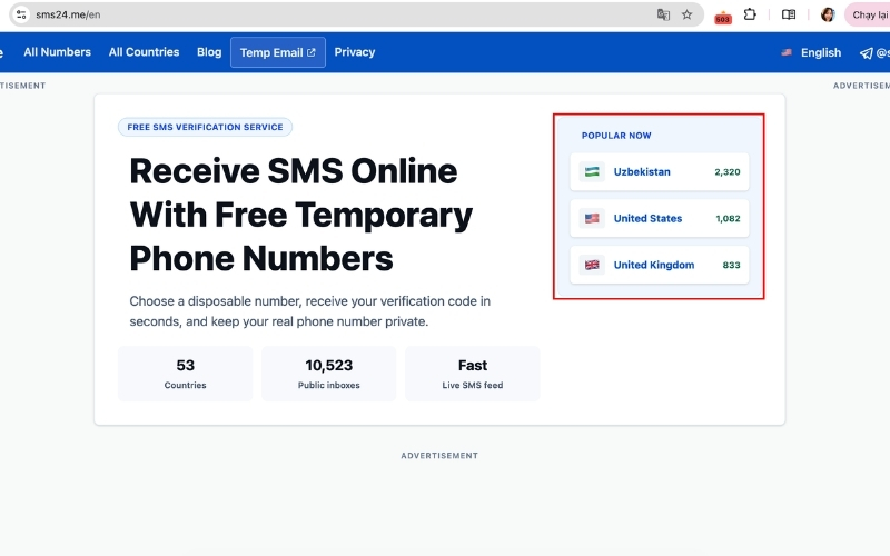 Bước 1: Truy cập các trang web hoặc ứng dụng cung cấp số điện thoại ảo