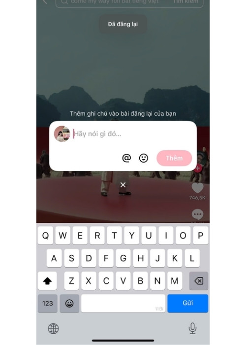 Có  thể thêm ghi chú cho video đã đăng lại