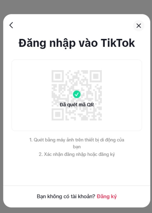Trên máy tính hiện mã QR > Đưa điện thoại tiếp tục quét mã