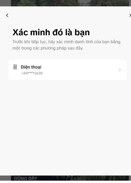 Trên máy tính xuất hiện lựa chọn xác nhận > Chọn số điện thoại và nhập mã 6 chữ số gửi về số điện thoại đăng ký tài khoản