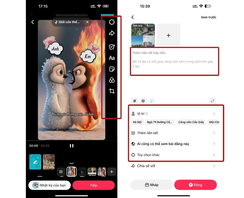 Chỉnh sửa các phần được phép và ấn Đăng