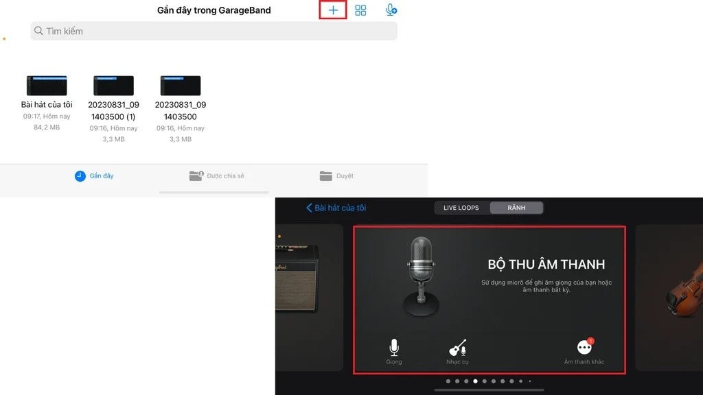 Mở ứng dụng GarageBand, vào biểu tượng dấu “+” > chọn tab “Bộ lọc âm thanh”