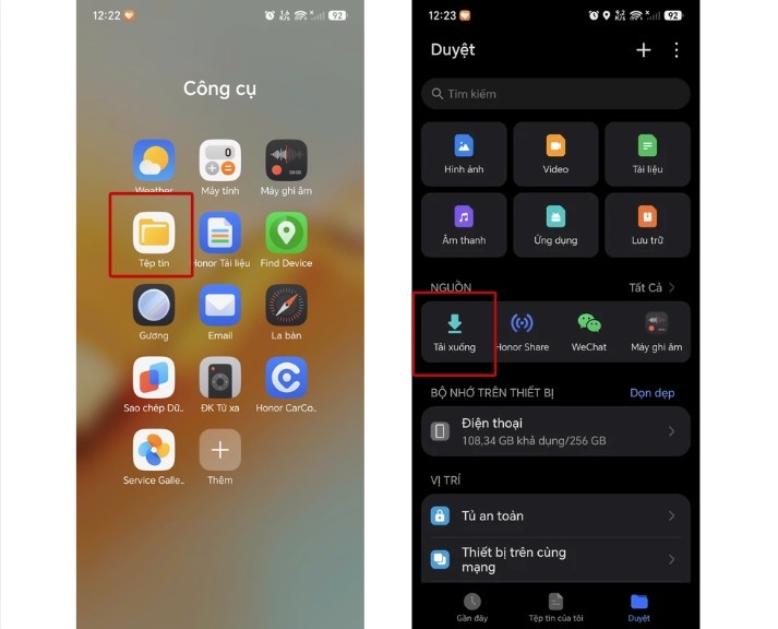 Mở Files hoặc trình quản lý tệp trên điện thoại > Tìm đến thư mục chứa bản audio TikTok.