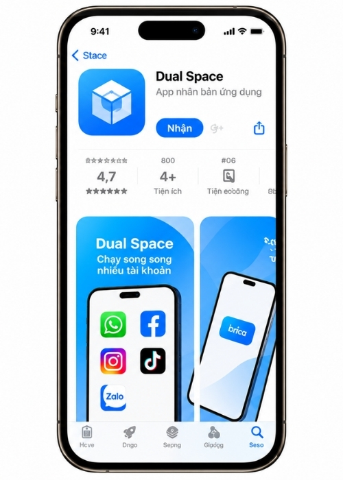 Bước 1: Tải và cài đặt ứng dụng Dual Space trên App Store