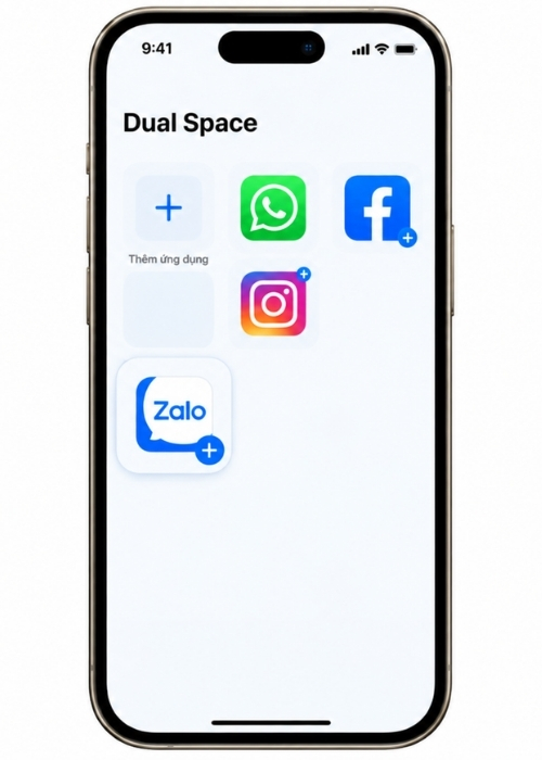 Bước 2: Mở Dual Space và thêm Zalo