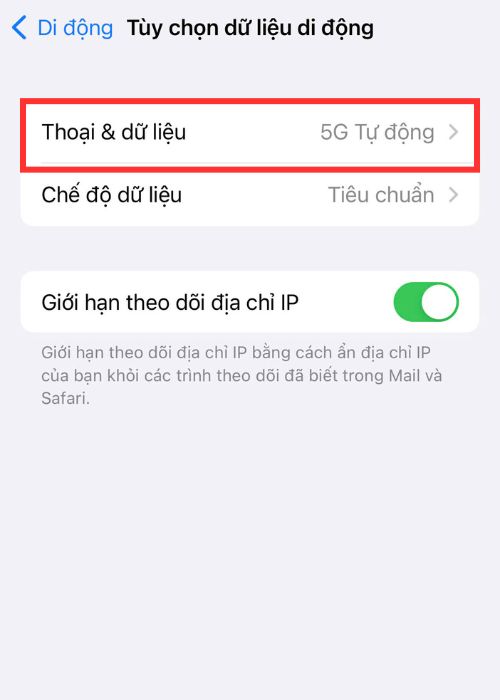 Chọn Thoại & dữ liệu