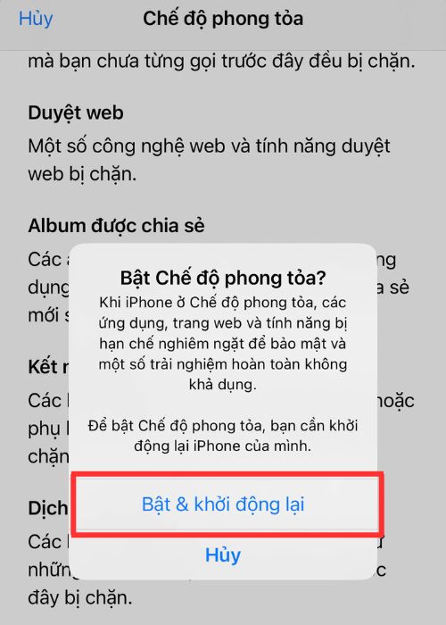 Xác nhận Bật & khởi động lại