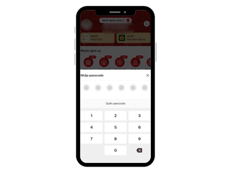 Bước 2: Nhập passcode