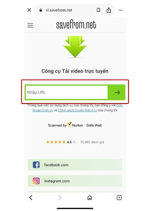 SaveFrom là một lựa chọn khác để tải nội dung trực tuyến thông qua URL