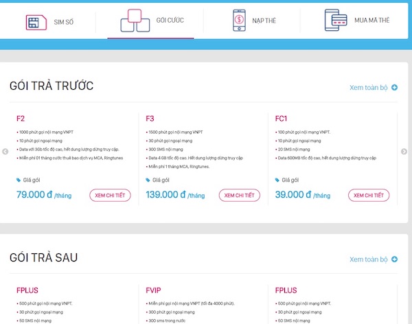 đăng ký gói cước trên shop.vnpt.vn