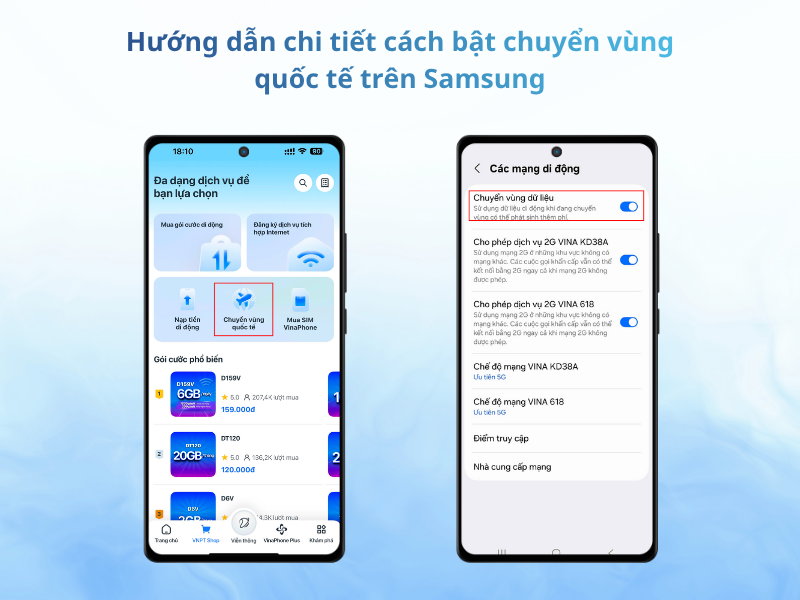 Cần đảm bảo thiết bị và SIM đã sẵn sàng cho việc kết nối với mạng di động quốc tế
