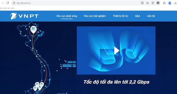Các điểm phát sóng mạng 5G của VinaPhone trên bản đồ