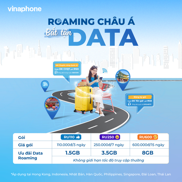 Các gói cước data roaming vinaphone dễ dàng chuyển vùng quốc tế