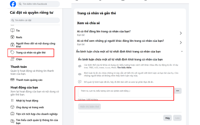 Trang cá nhân và gắn thẻ 