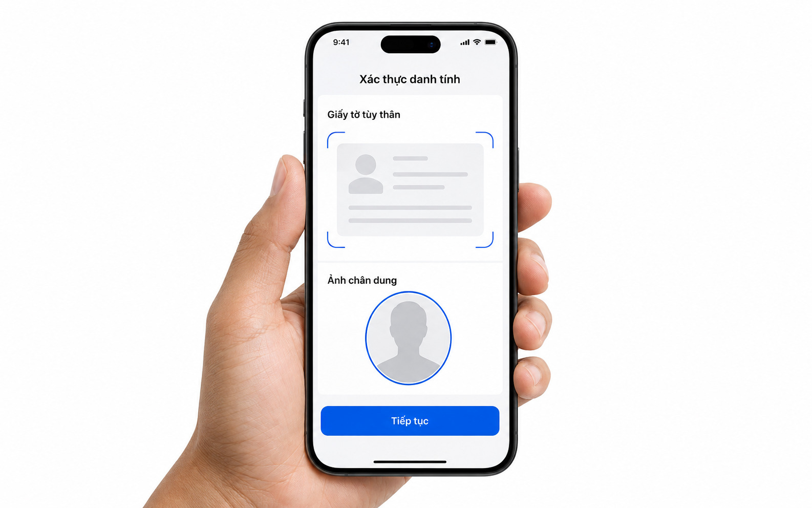 Bước 3: Hoàn tất xác thực eKYC trên websheet hiện ra: nhập số CCCD/CMND/Hộ chiếu, chụp ảnh giấy tờ và ảnh chân dung theo hướng dẫn