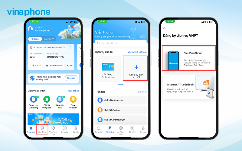 Cách đăng ký eSIM VinaPhone tại nhà qua ứng dụng My VNPT