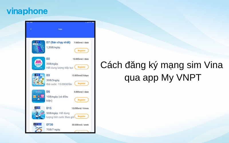 Cách đăng ký mạng sim vina qua app My VNPT