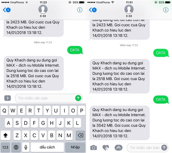 Cách kiểm tra dung lượng data gói cước 4G VinaPhone