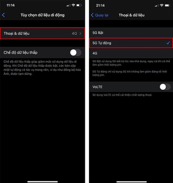 Cách kiểm tra và kích hoạt mạng 5G trên iOS