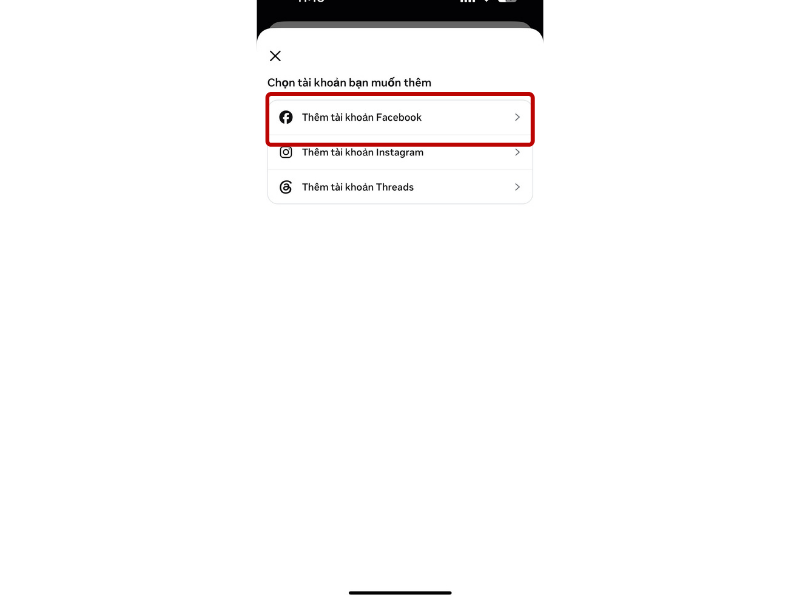 Chọn thêm tài khoảnChọn thêm tài khoản Facebook