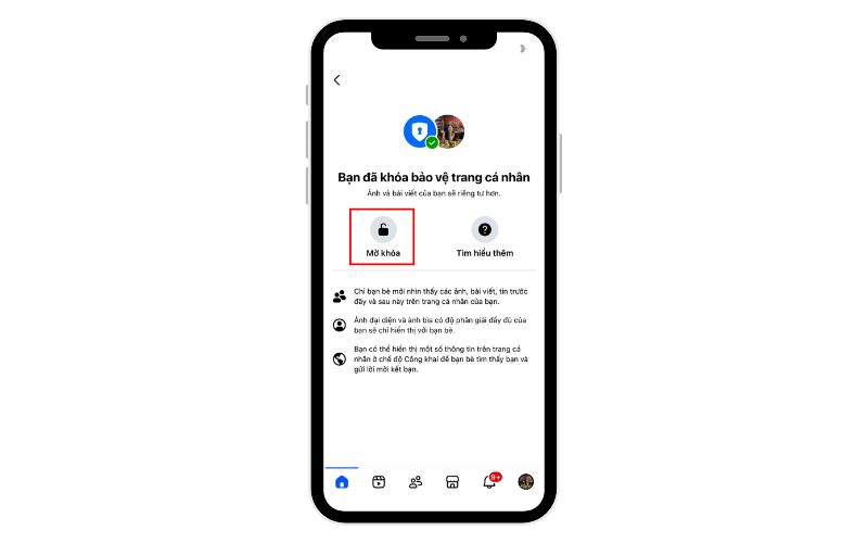 Bước 5: Nhấn vào nút Mở khóa