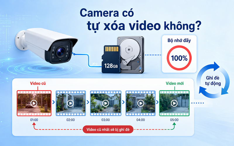 Camera có thể tự xóa video cũ khi bộ nhớ đầy nếu bật ghi đè