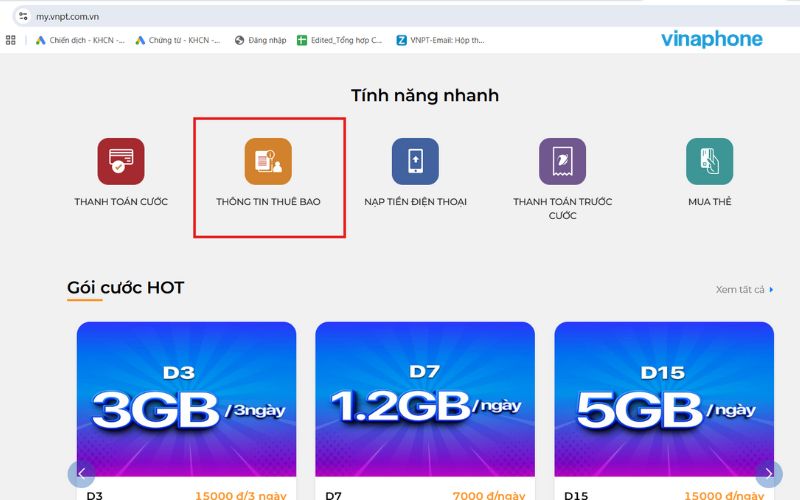 cập nhật thông tin thuê bao trên my vnpt