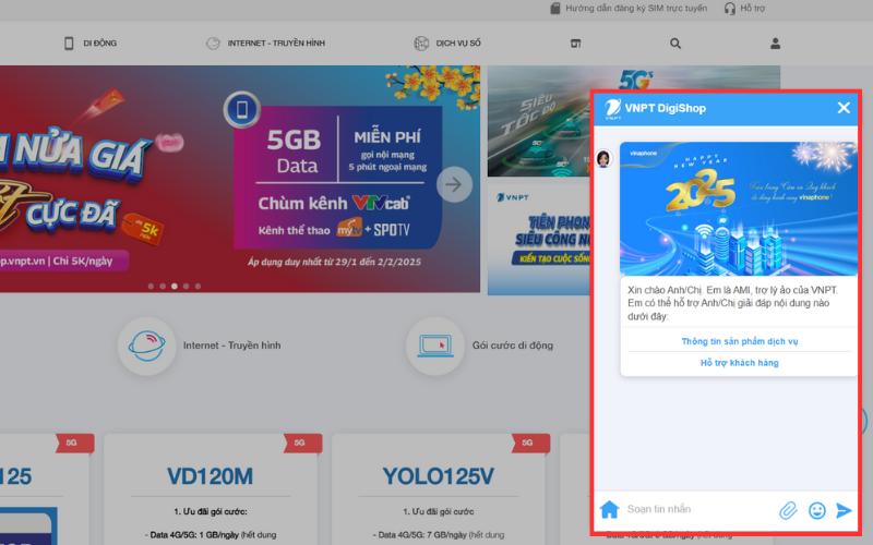 Chat với nhân viên chăm sóc khách hàng trên ô chat để được hướng dẫn