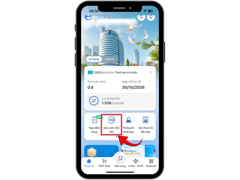 Mua gói cước 4G/5G