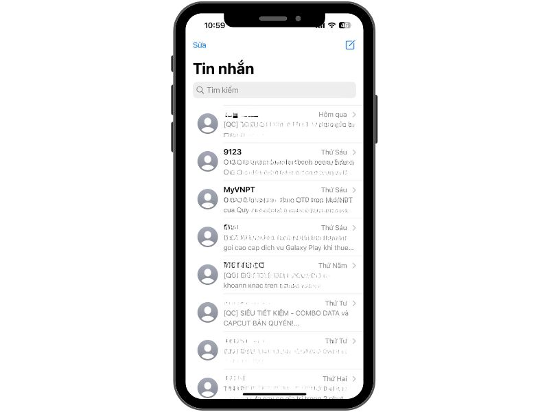 Mở ứng dụng tin nhắn trên điện thoại