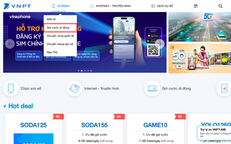  gói cước 5g không giới hạn