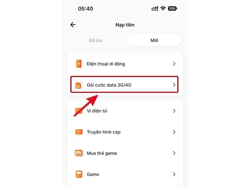 Chọn Gói cước data 3G/4G