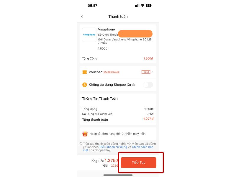 Chọn phương thức thanh toán => Kiểm tra thông tin rồi hoàn tất thanh toán