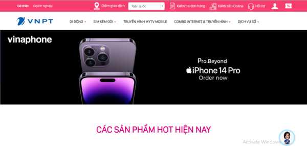 n truy cập vào trang web mua hàng chính thức của VNPT Shop