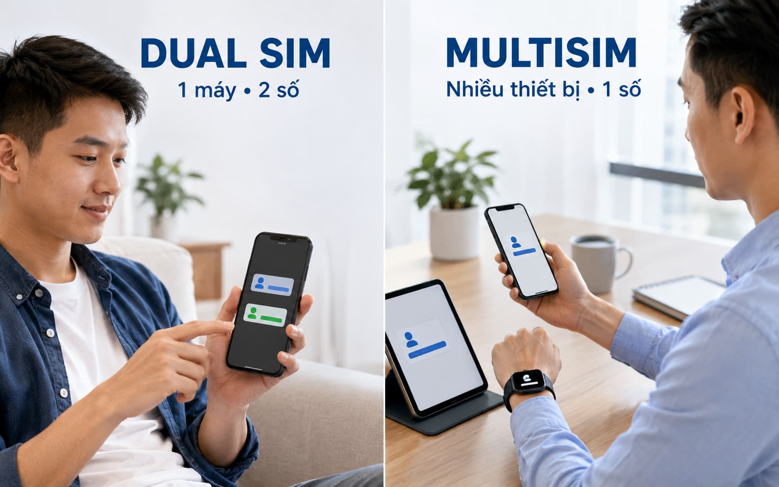 Dual SIM khác với MultiSIM