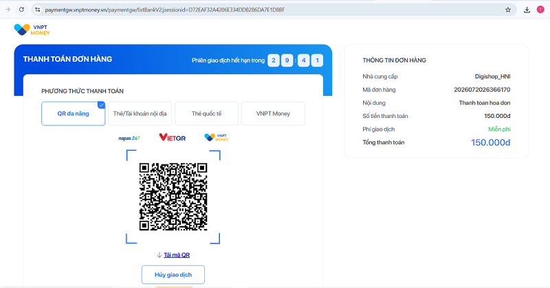 Bước 8: Thanh toán đơn hàng, hoàn thiện mua eSIM
