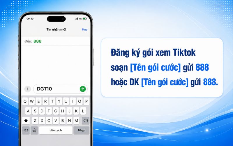 Để đăng ký gói DGT10 sử dụng trong ngày, soạn GT1 gửi 888 hoặc DK GT1 gửi 888