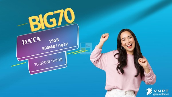 Gói BIG70 ưu đãi 15GB/tháng