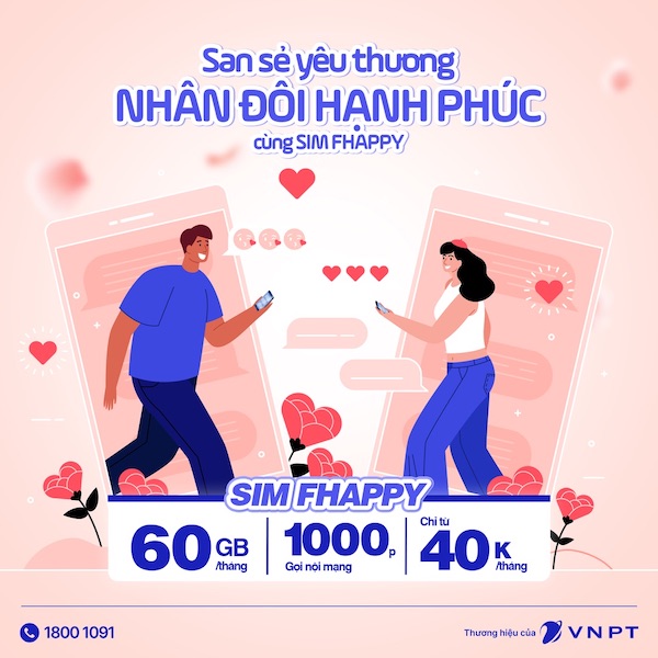 Gợi ý gói cước 4G VinaPhone 3 tháng cho sim FHAPPY 60GB/tháng