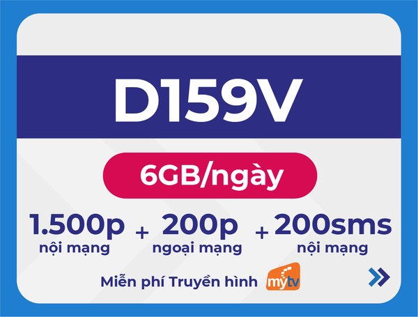 Gói cước D159V với ưu đãi 6GB/ngày