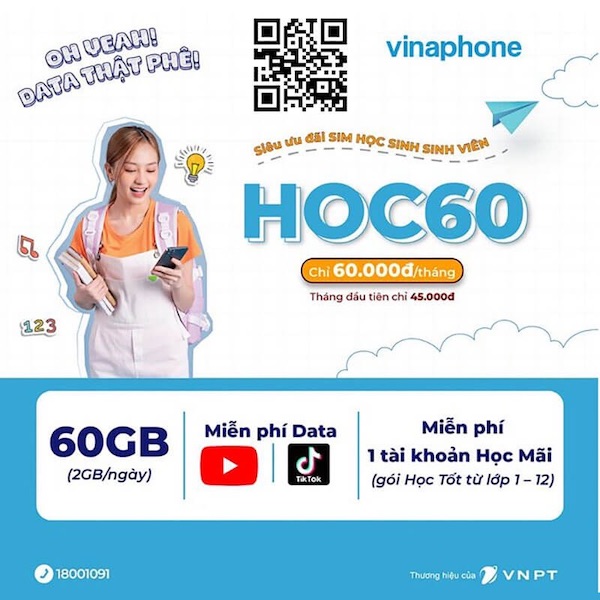 Gói cước HOC60 với nhiều ưu đãi hấp dẫn
