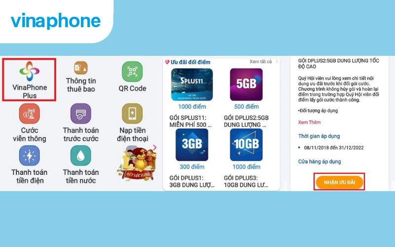 gói cước vinaphone 4G miễn phí zalo tiktok youtube