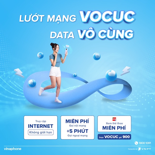 Gói cước Vô Cực cho phép truy cập Internet không giới hạn, hỗ trợ phút gọi 