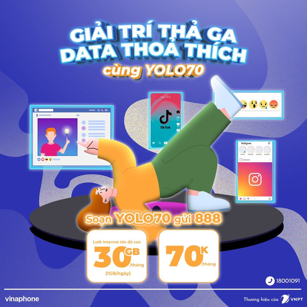 Gói cước YOLO70 với ưu đãi data 1GB/ngày dành cho học sinh, sinh viên