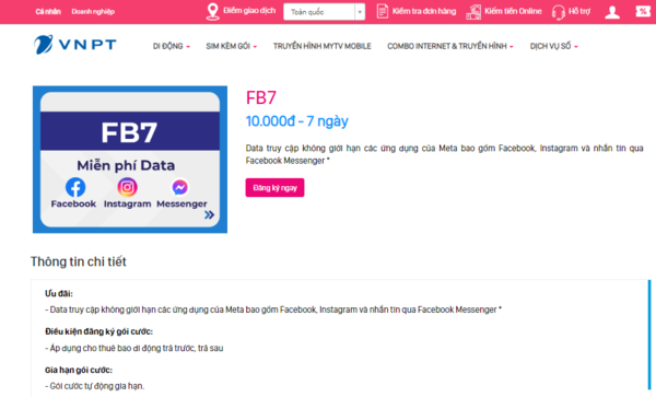 Gói FB7 trên VNPT shop