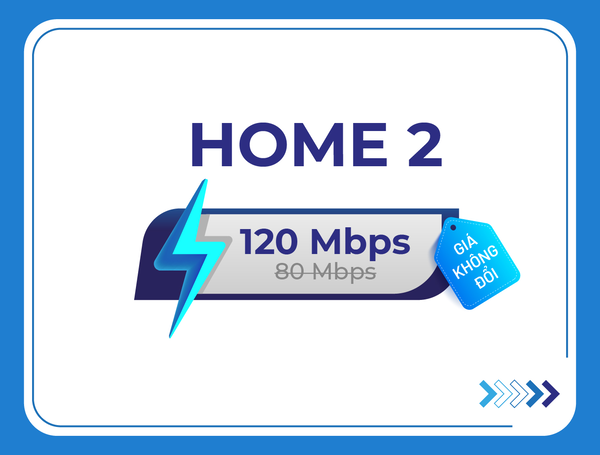 Gói Home 2 có tốc độ 120 Mbps cho nhu cầu chỉ sử dụng Internet