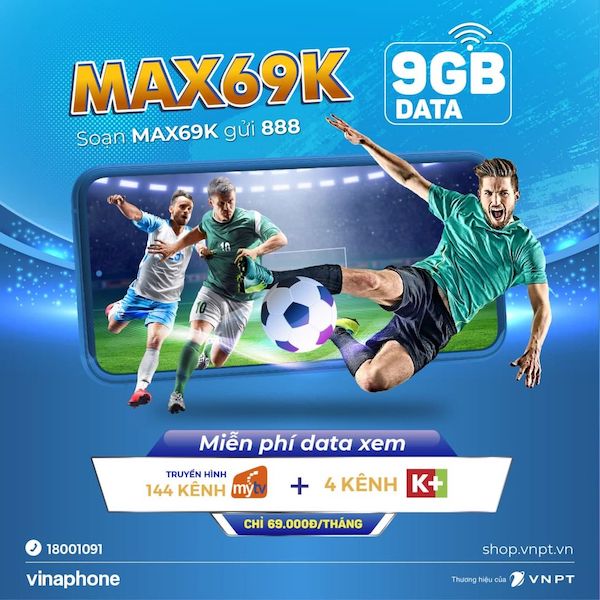 Gói MAX69K cung cấp ưu đãi data và dịch vụ truyền hình MyTV 