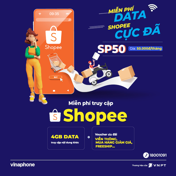 Gói SP50 miễn phí data truy cập Shopee